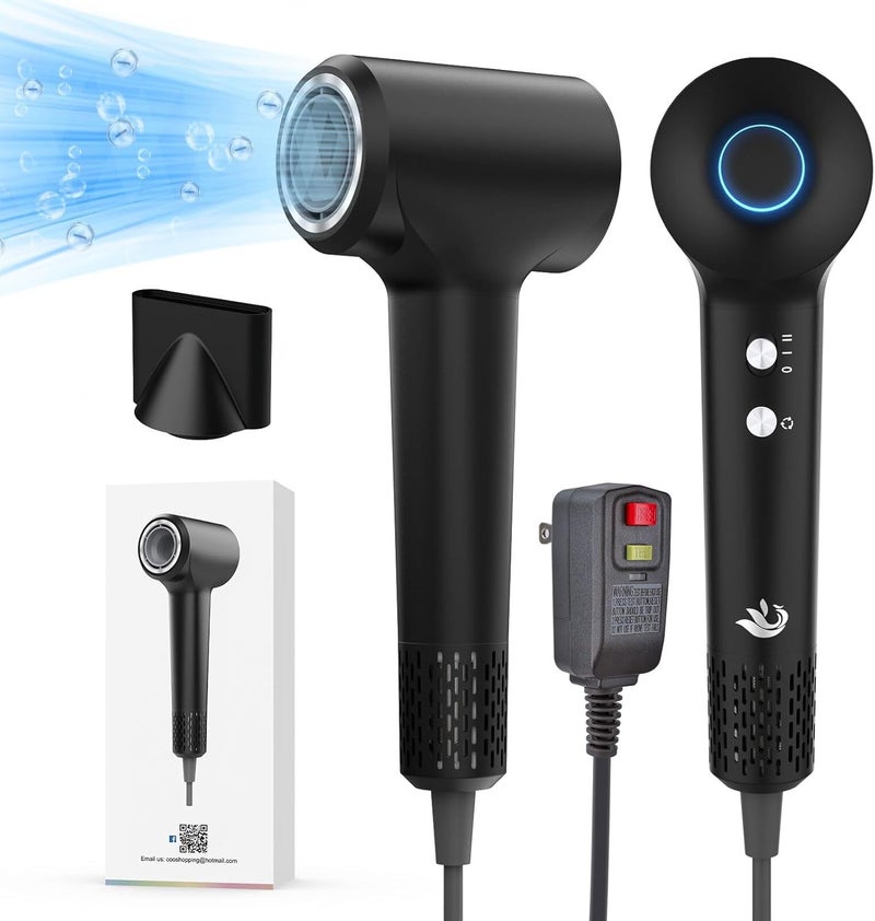 KARFUN Hair Dryer, 110000 RPM High-Speed Brushless Motor Fast Drying Blow Dryer, 57dB Low Noise Hair Dryer for Home or Travel, 3 Temps & 2 Speeds (Black) - Image 1
